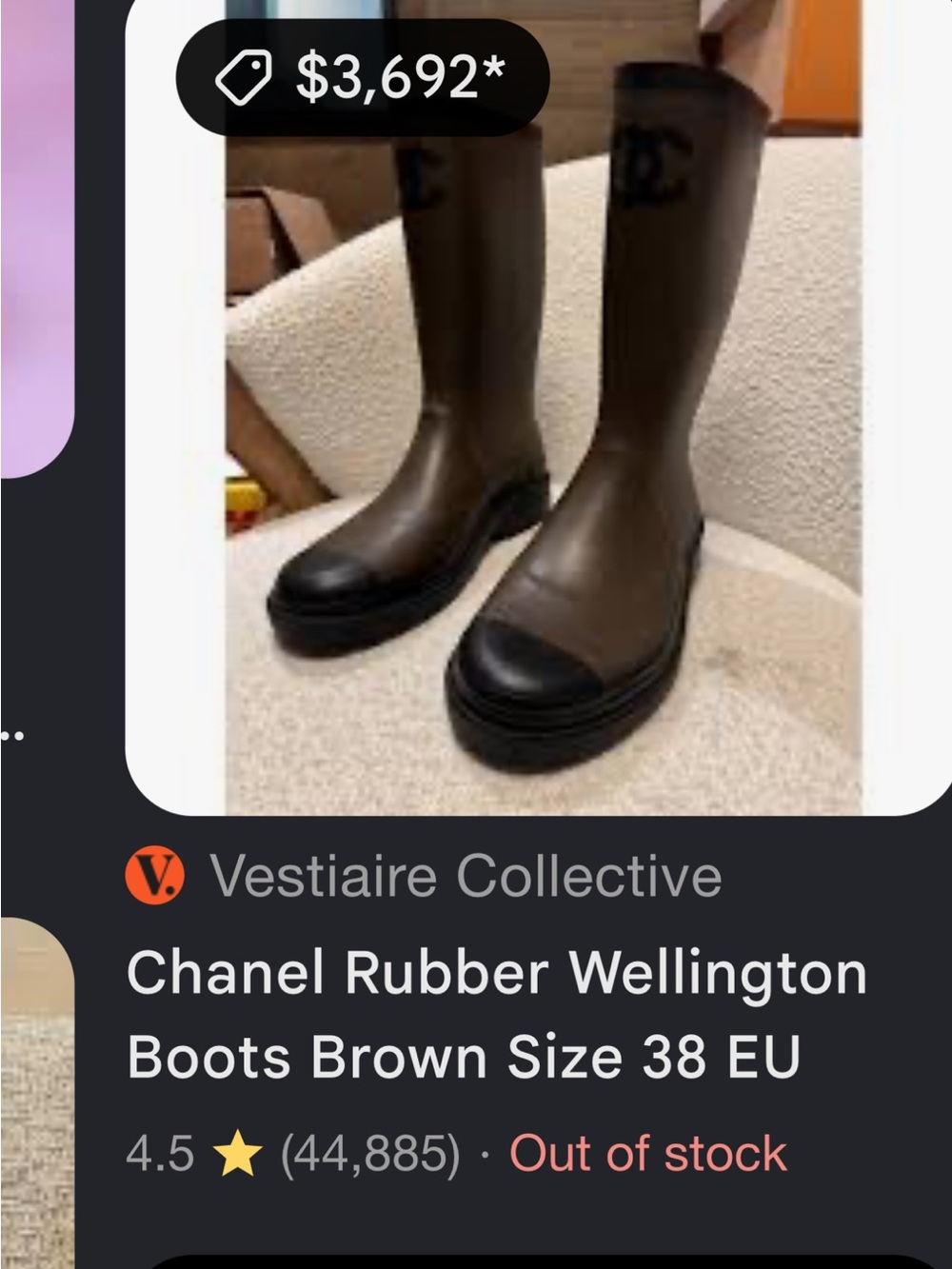 CHANEL Olive Green and Black CC Rainboots - Picture 6 of 6
